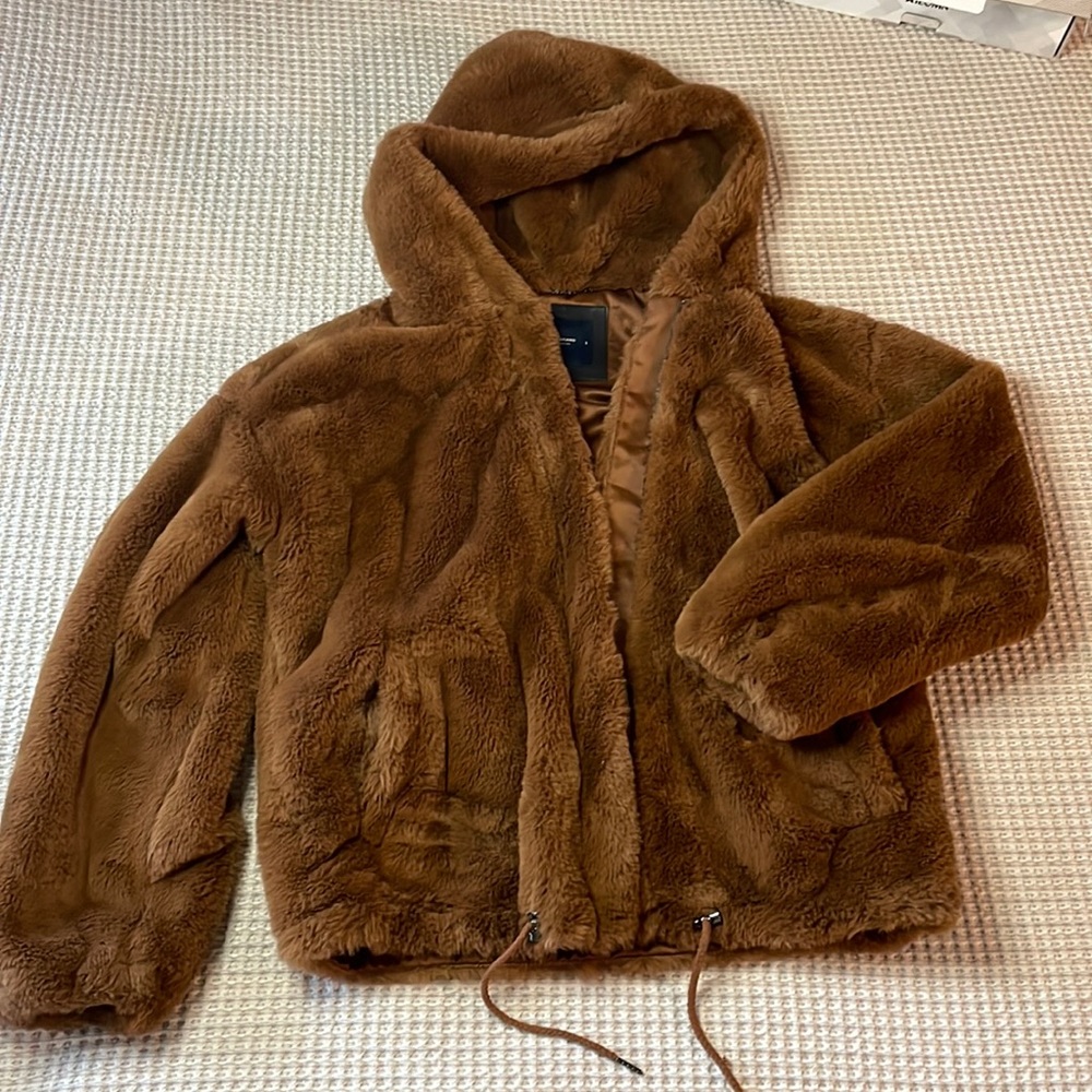 Lucky Brand Faux Fur Hooded Zip Jacket